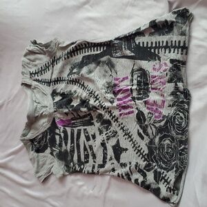 DKNY Glam Short Sleeve Graphic Tee Gray